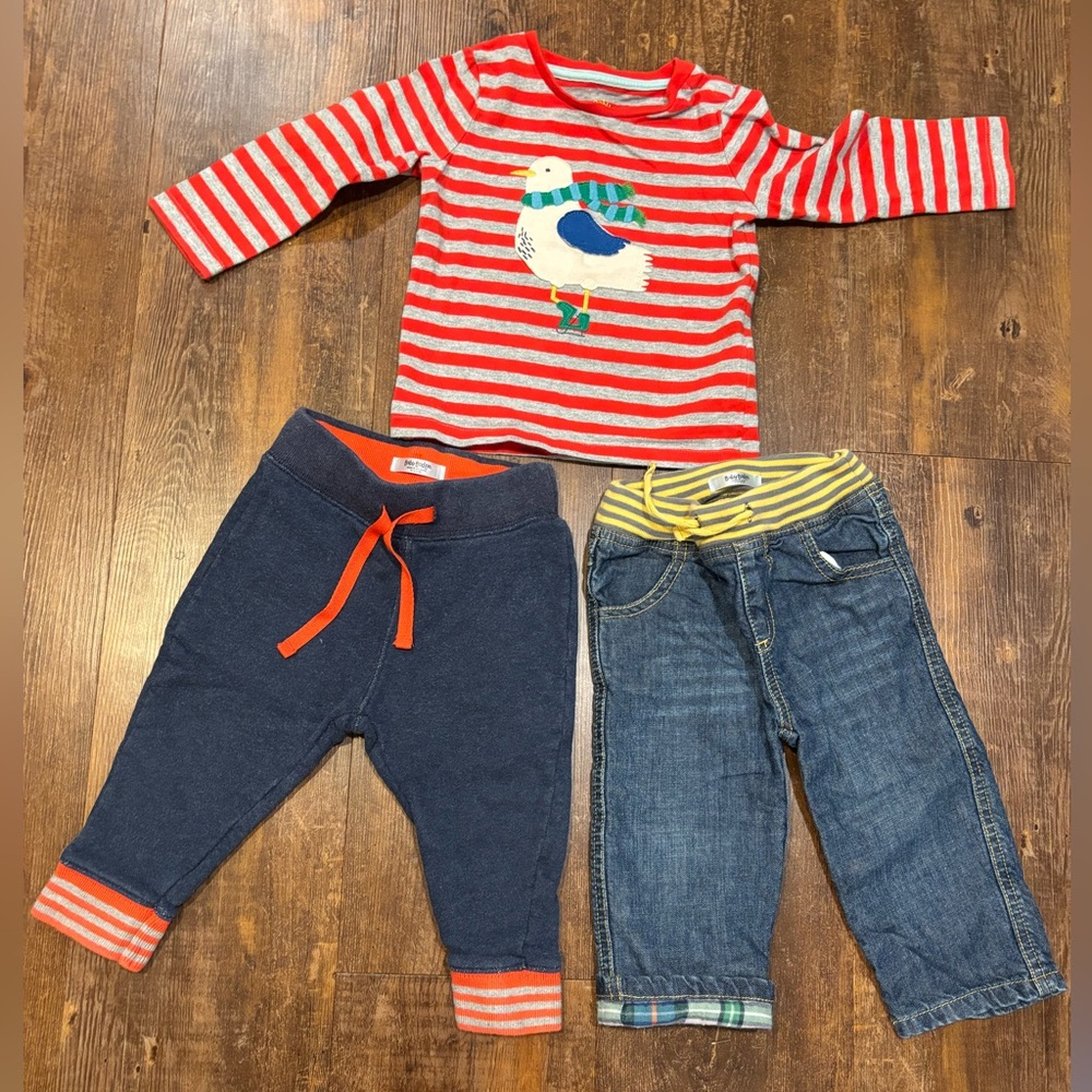 Baby Boden Long Sleeve Shirt with Bird Design, Sweatpants and Jeans to match